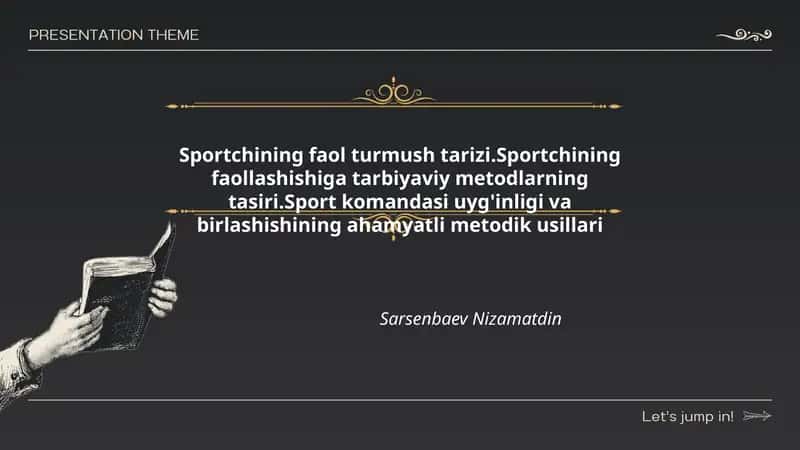 Sportchining faol turmush tarizi