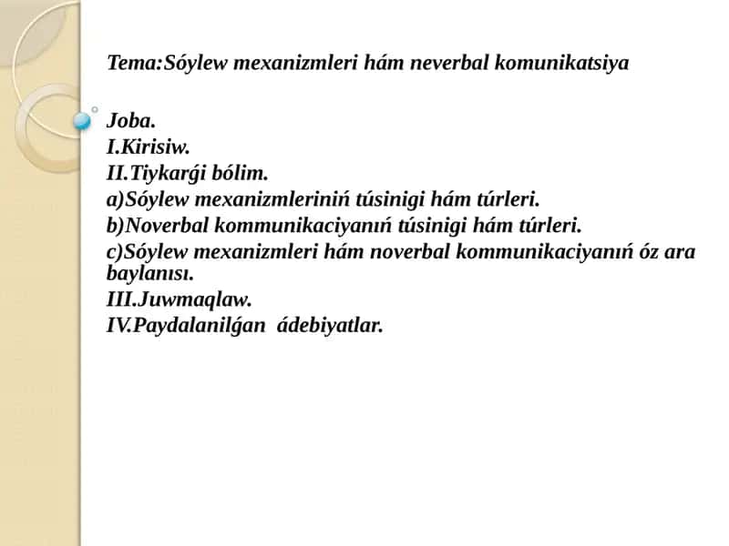 Sóylew mexanizmleri hám neverbal komunikatsiya