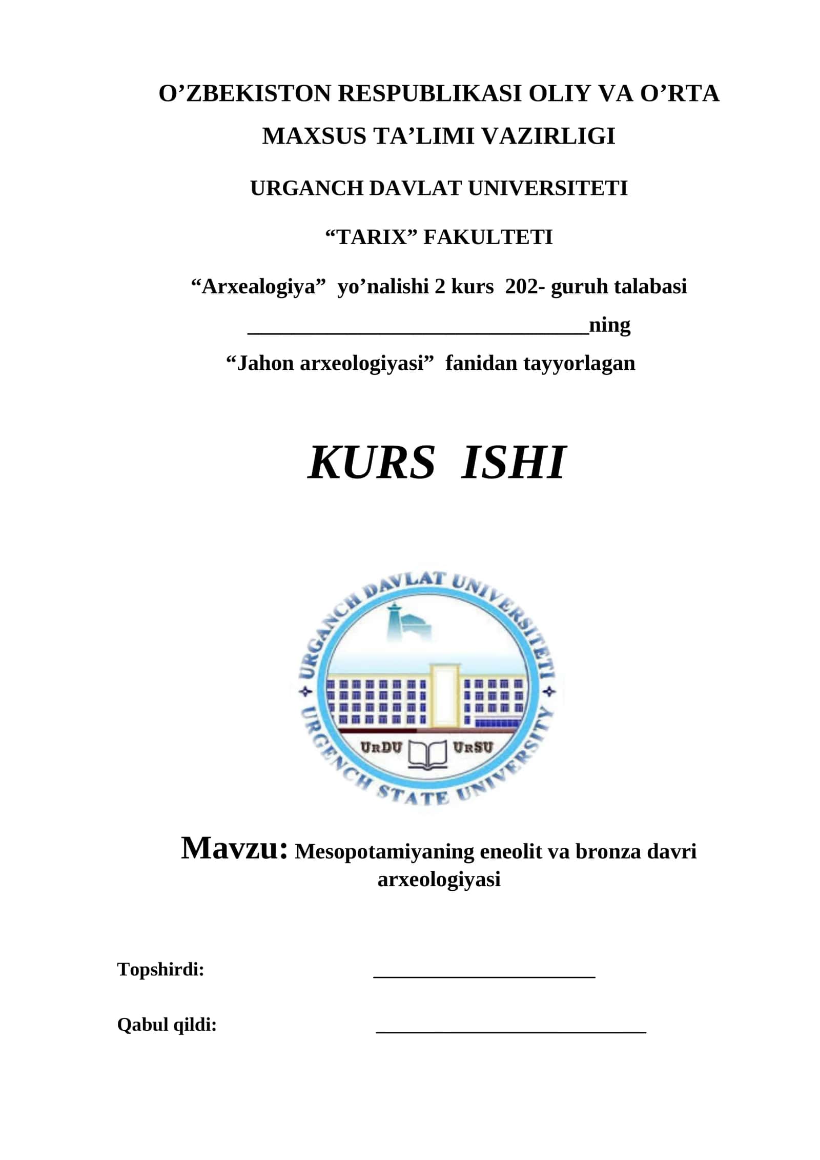 Mesopotamiyaning eneolit va bronza davri arxeologiyasi