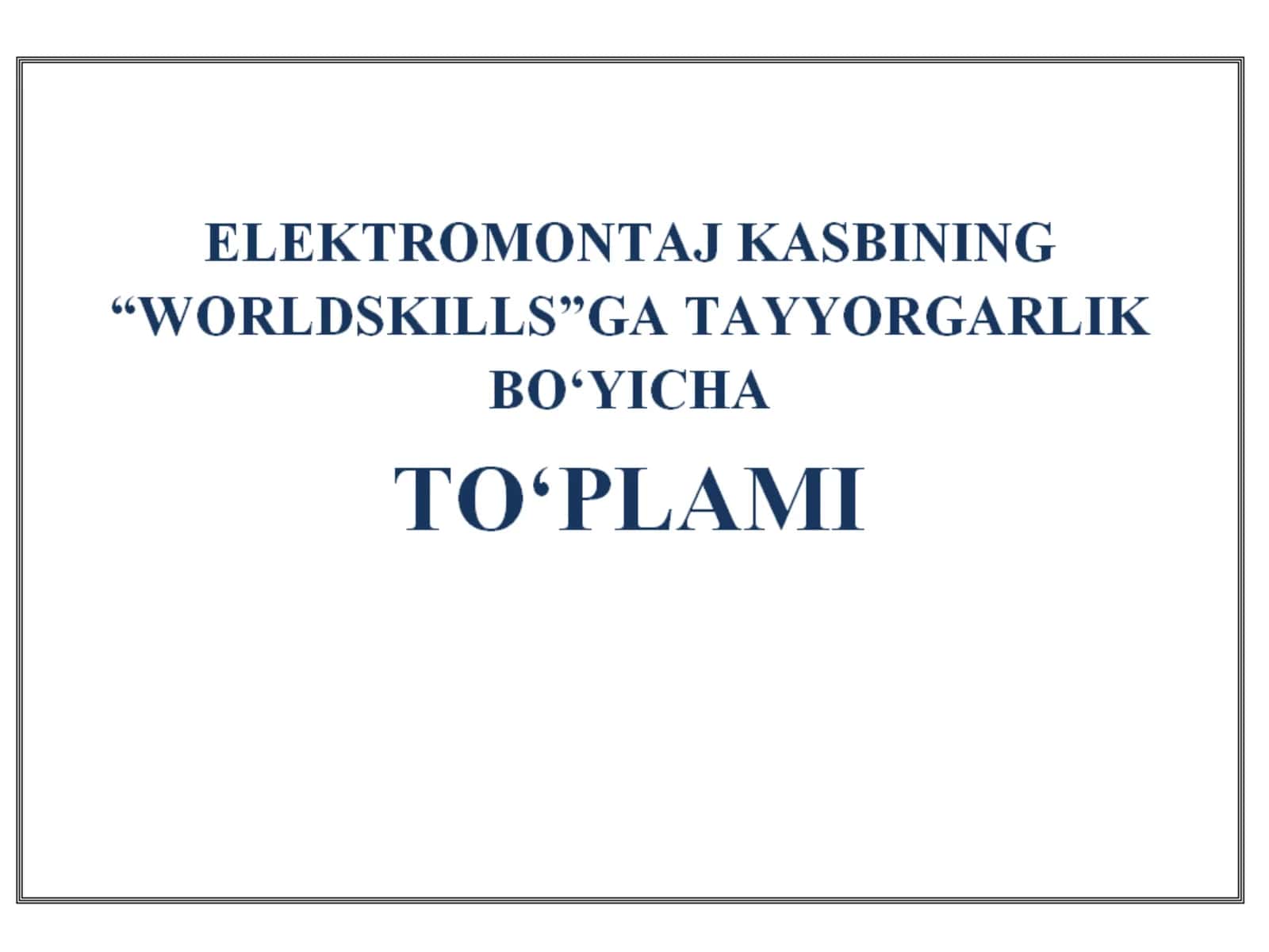 ELEKTROMONTAJ kasbining texnik tavsifi