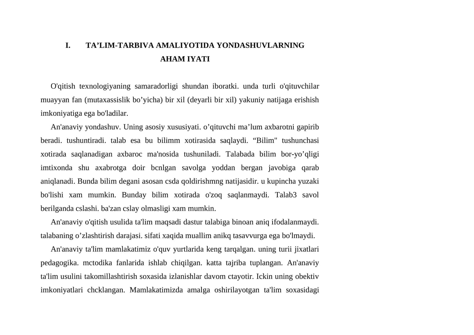 TA’LIM-TARBIVA AMALIYOTIDA YONDASHUVLARNING AHAM IYATI