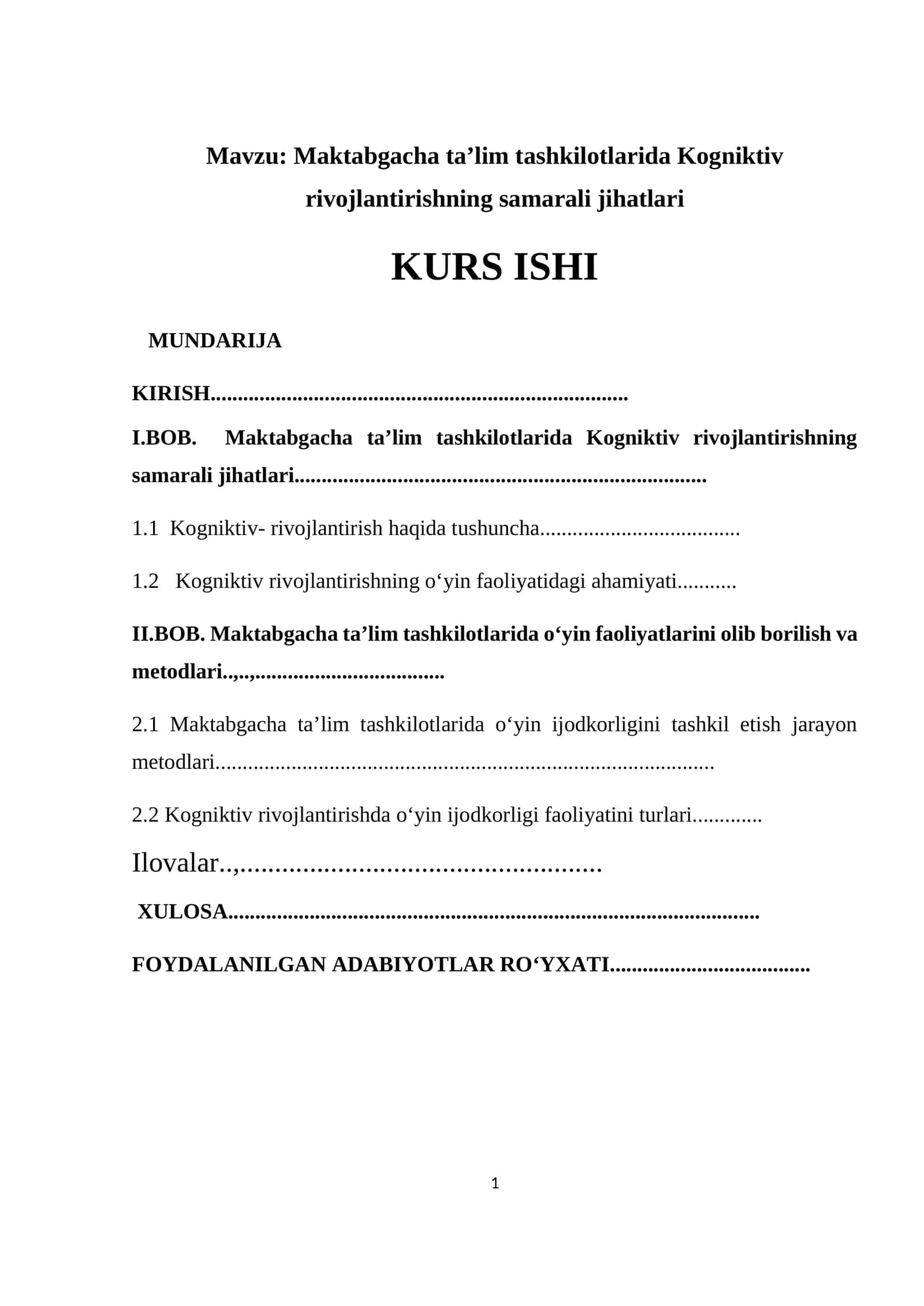 Maktabgacha taʼlim tashkilotlarida Kogniktiv rivojlantirishning samarali jihatlari