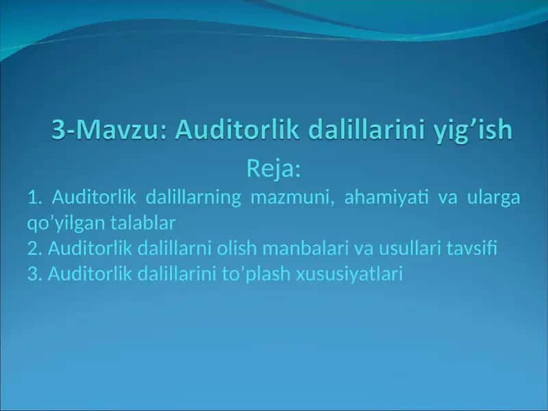 Auditorlik dalillarini yigʻish