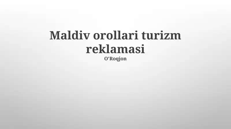 Maldiv orollari turizm reklamasi