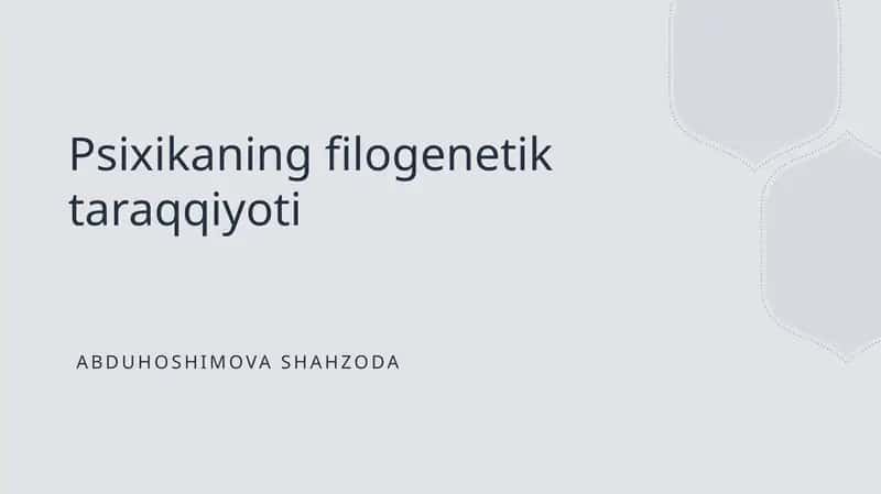 Psixikaning filogenetik taraqqiyoti