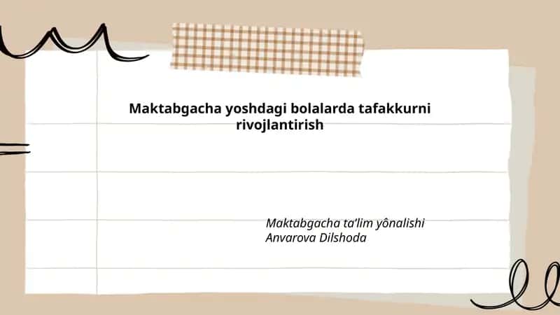Maktabgacha yoshdagi bolalarda tafakkurni rivojlantirish
