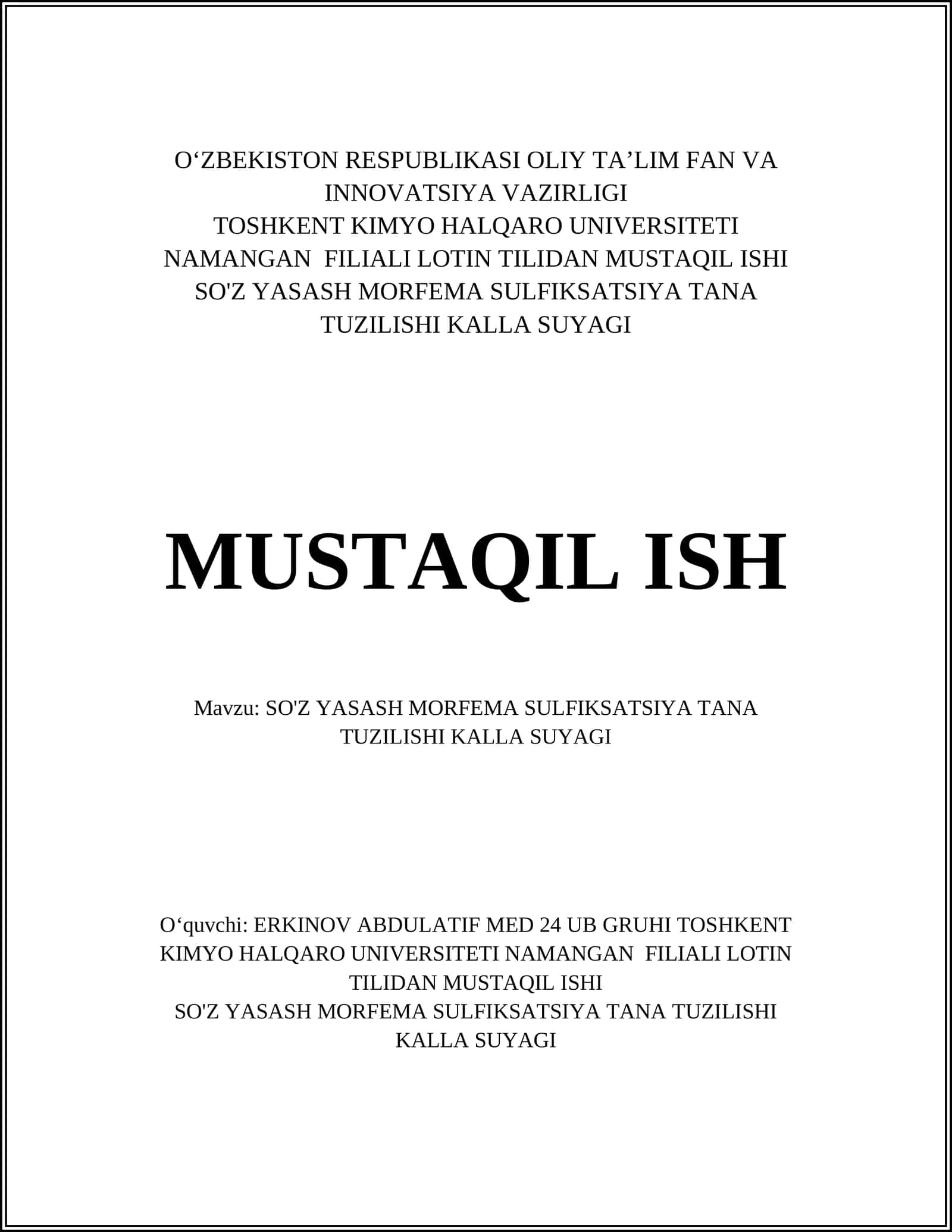 SO'Z YASASH MORFEMA SULFIKSATSIYA TANA TUZILISHI KALLA SUYAGI