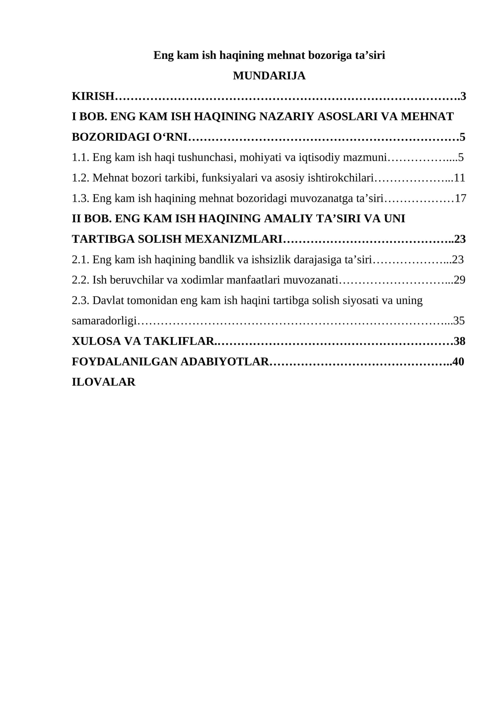 Eng kam ish haqining mehnat bozoriga taʼsiri
