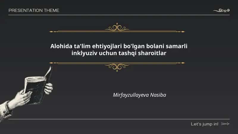 Alohida ta'lim ehtiyojlari bo'lgan bolani samarli inklyuziv uchun tashqi sharoitlar