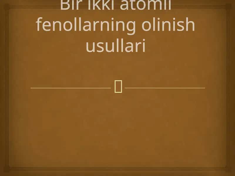 Fenollarning olinish usullari