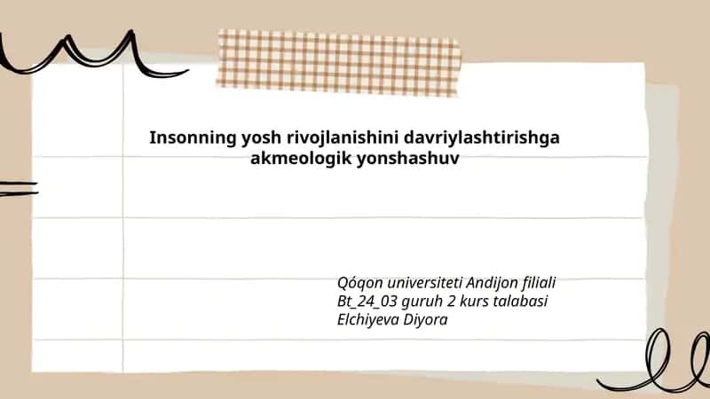 Insonning yosh rivojlanishini davriylashtirishga akmeologik yonshashuv
