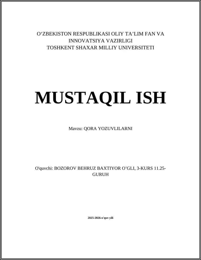 Qora Yozuvlilarni Tarixiy Rivojlanishi