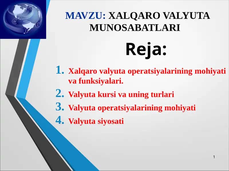 XALQARO VALYUTA MUNOSABATLARI