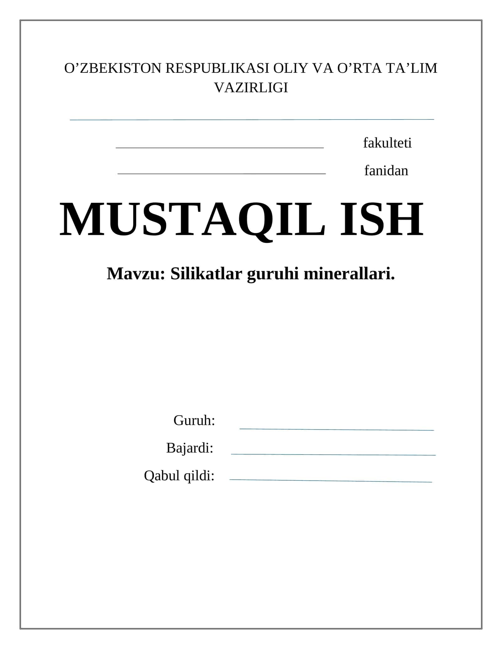 Silikatlar guruhi minerallari