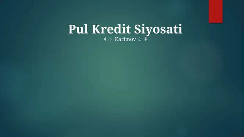 Pul Kredit Siyosati
