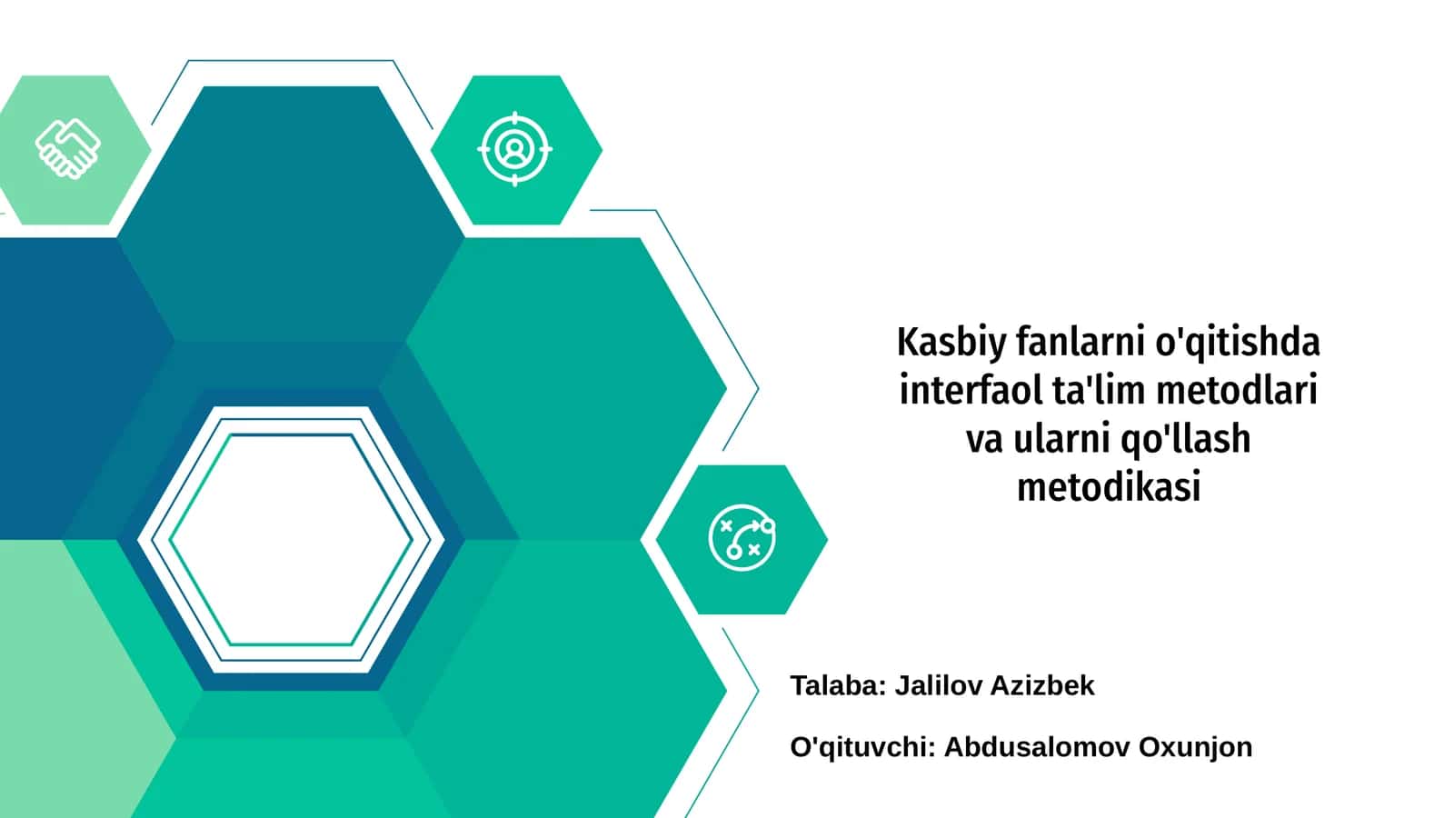Kasbiy fanlarni o'qitishda interfaol ta'lim metodlari va ularni qo'llash metodikasi