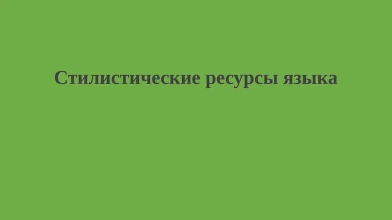 Стилистические ресурсы языка