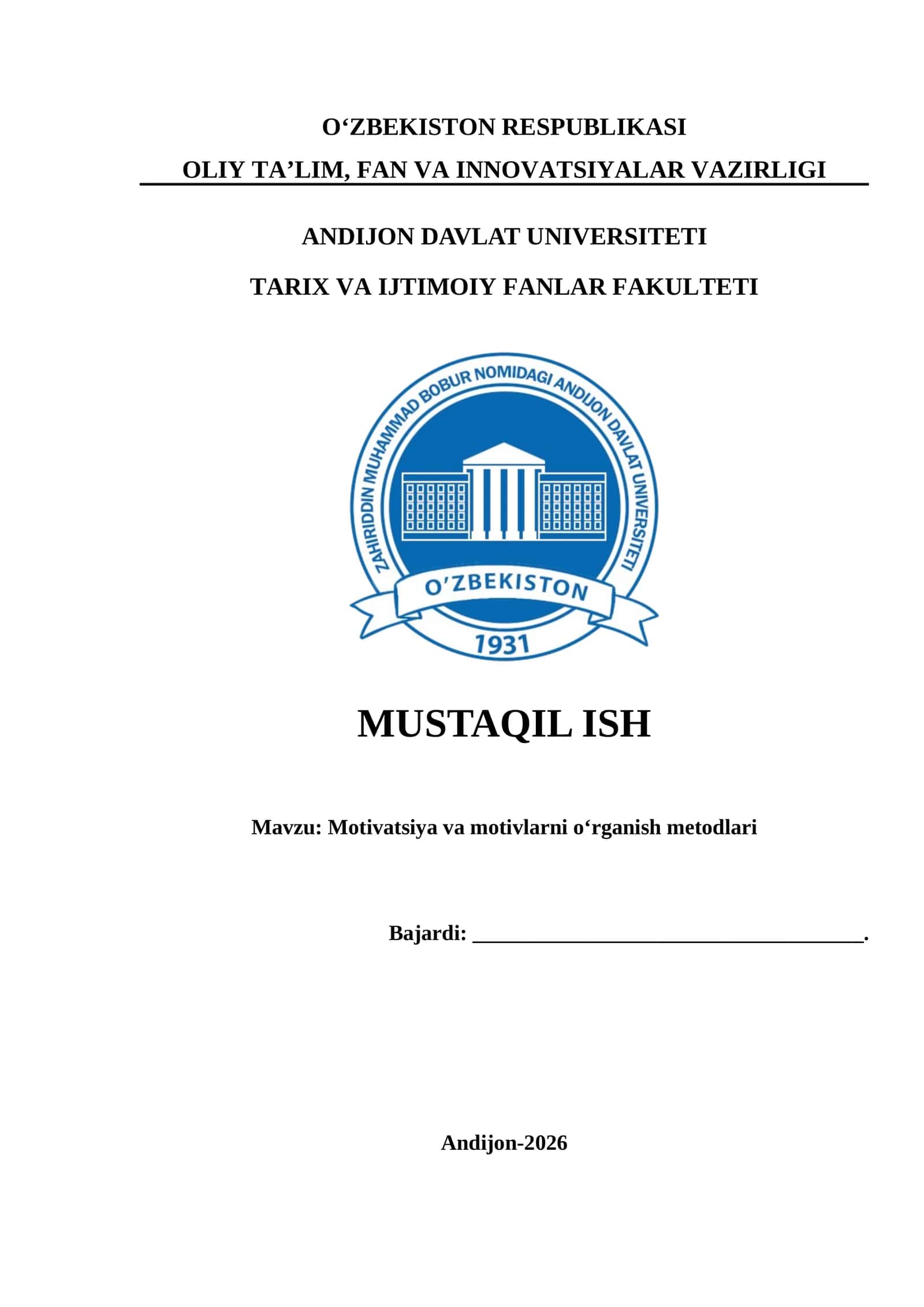 Motivatsiya va motivlarni o‘rganish metodlari