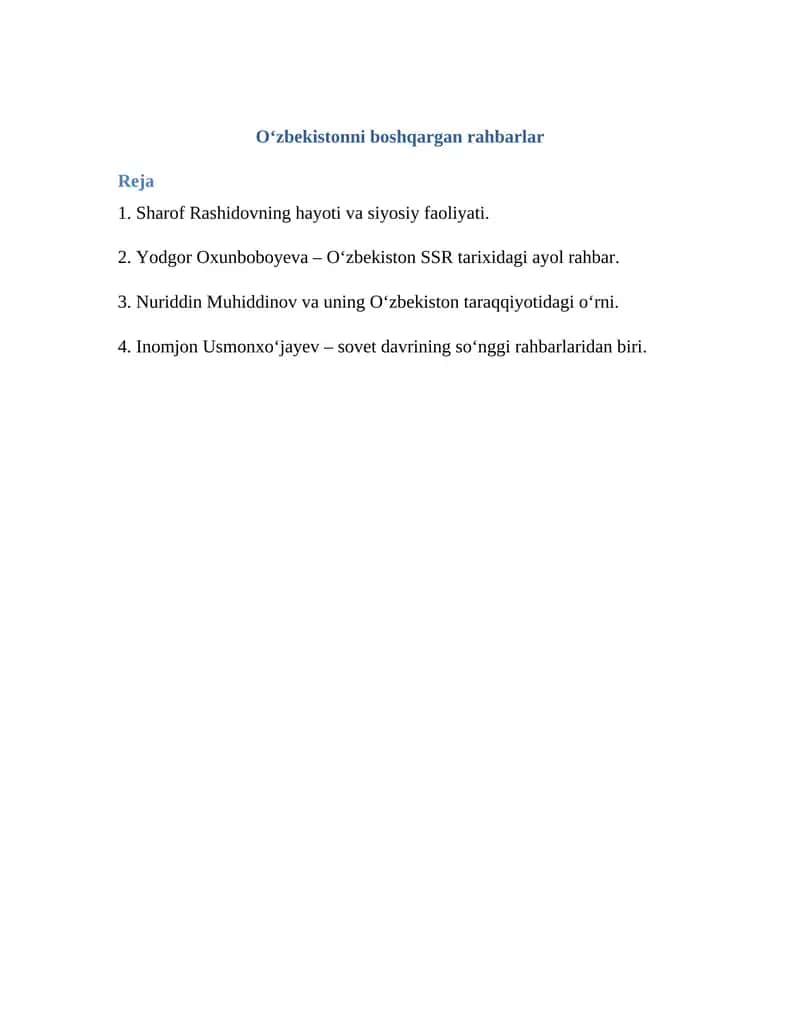 Sharof Rashidov hayoti va siyosiy faoliyati