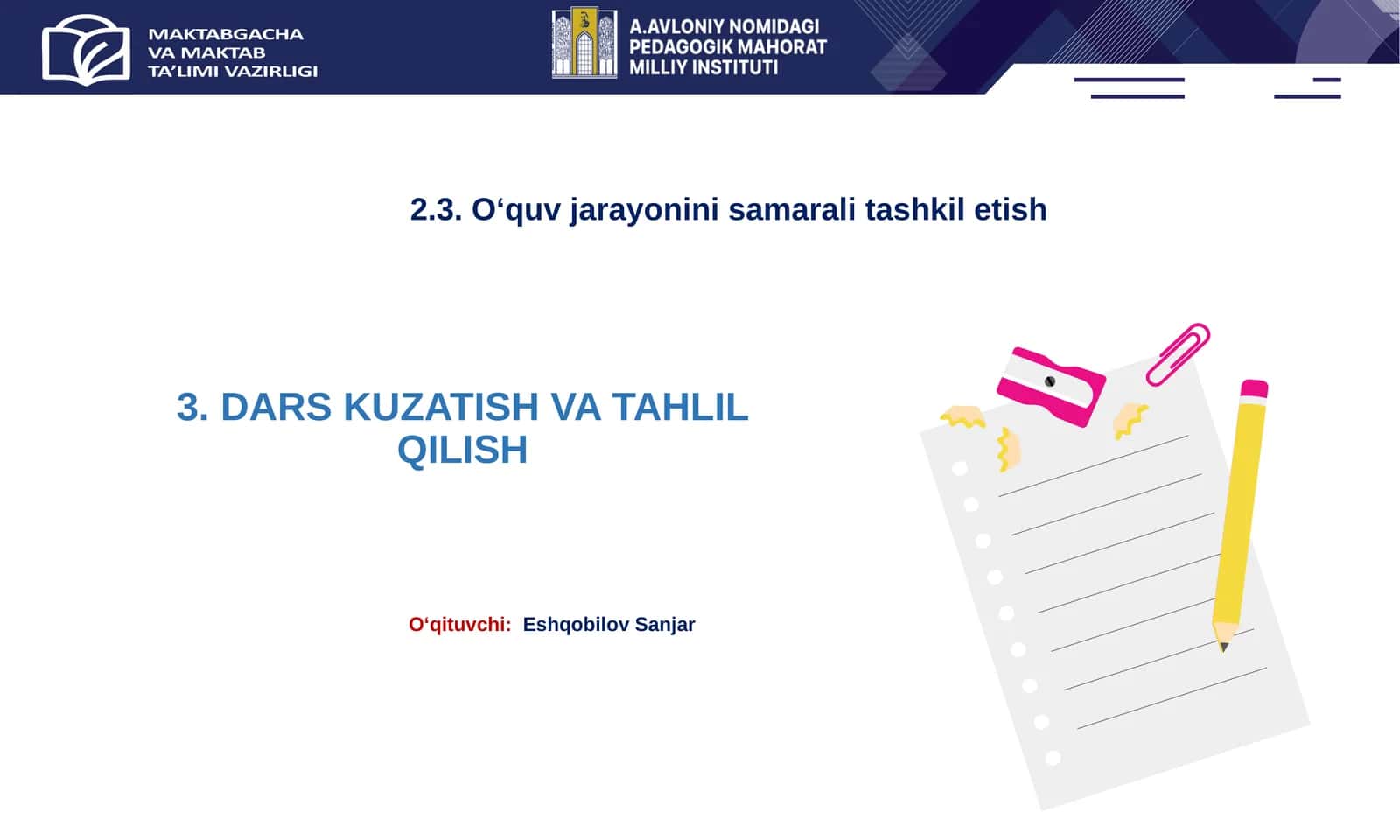 DARSKUZATISH VA TAHLILQILISH