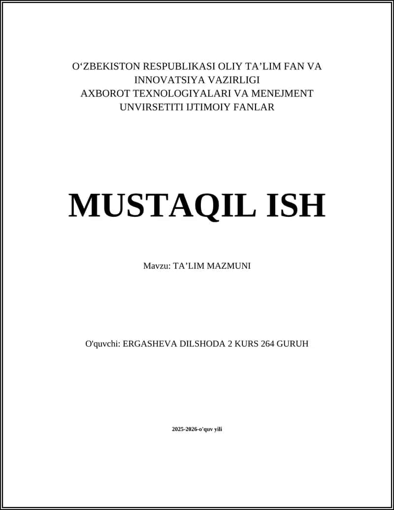 TAʼLIM MAZMUNI