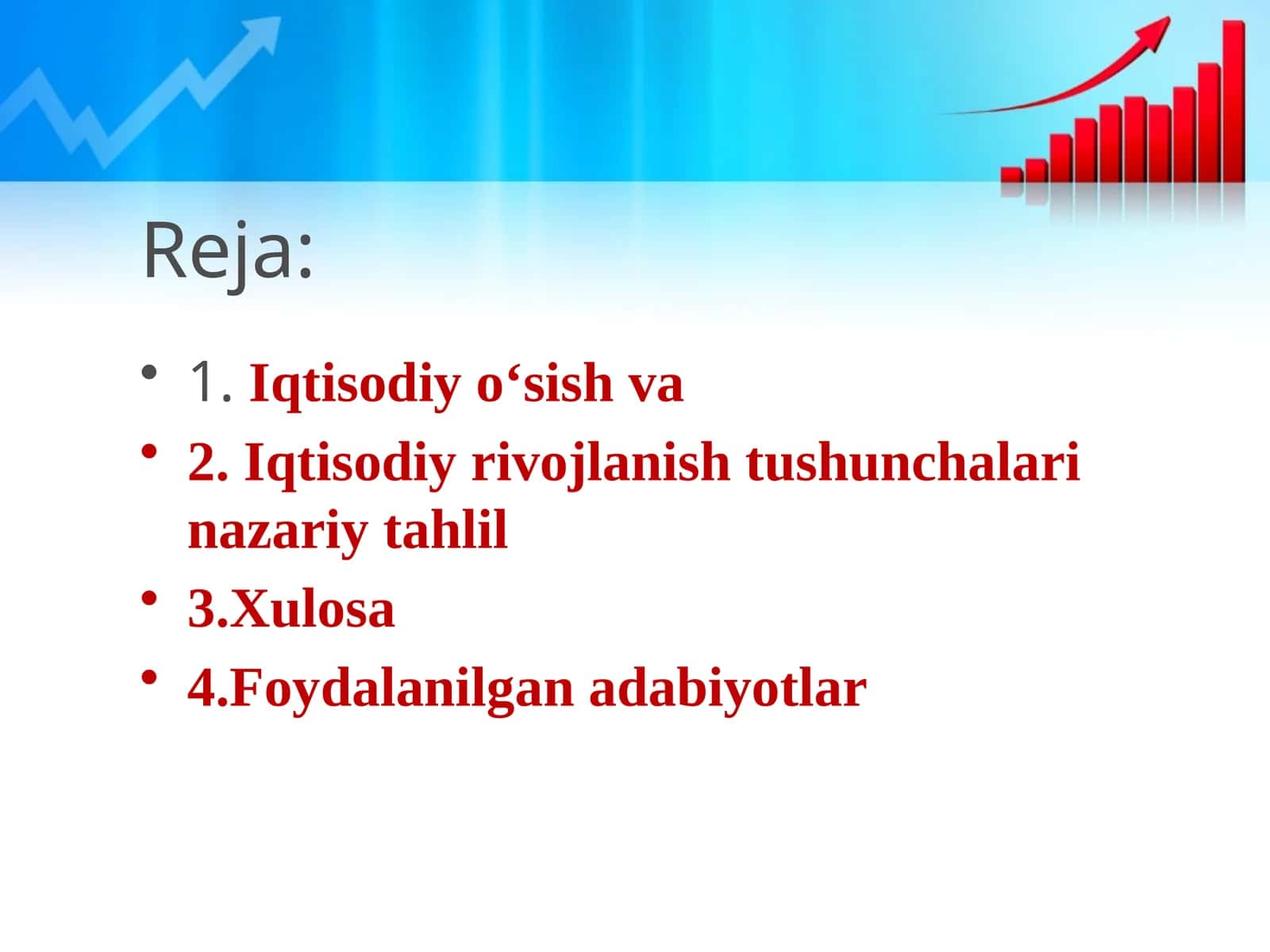 Iqtisodiy o‘sish va iqtisodiy rivojlanish tushunchalari nazariy tahlil
