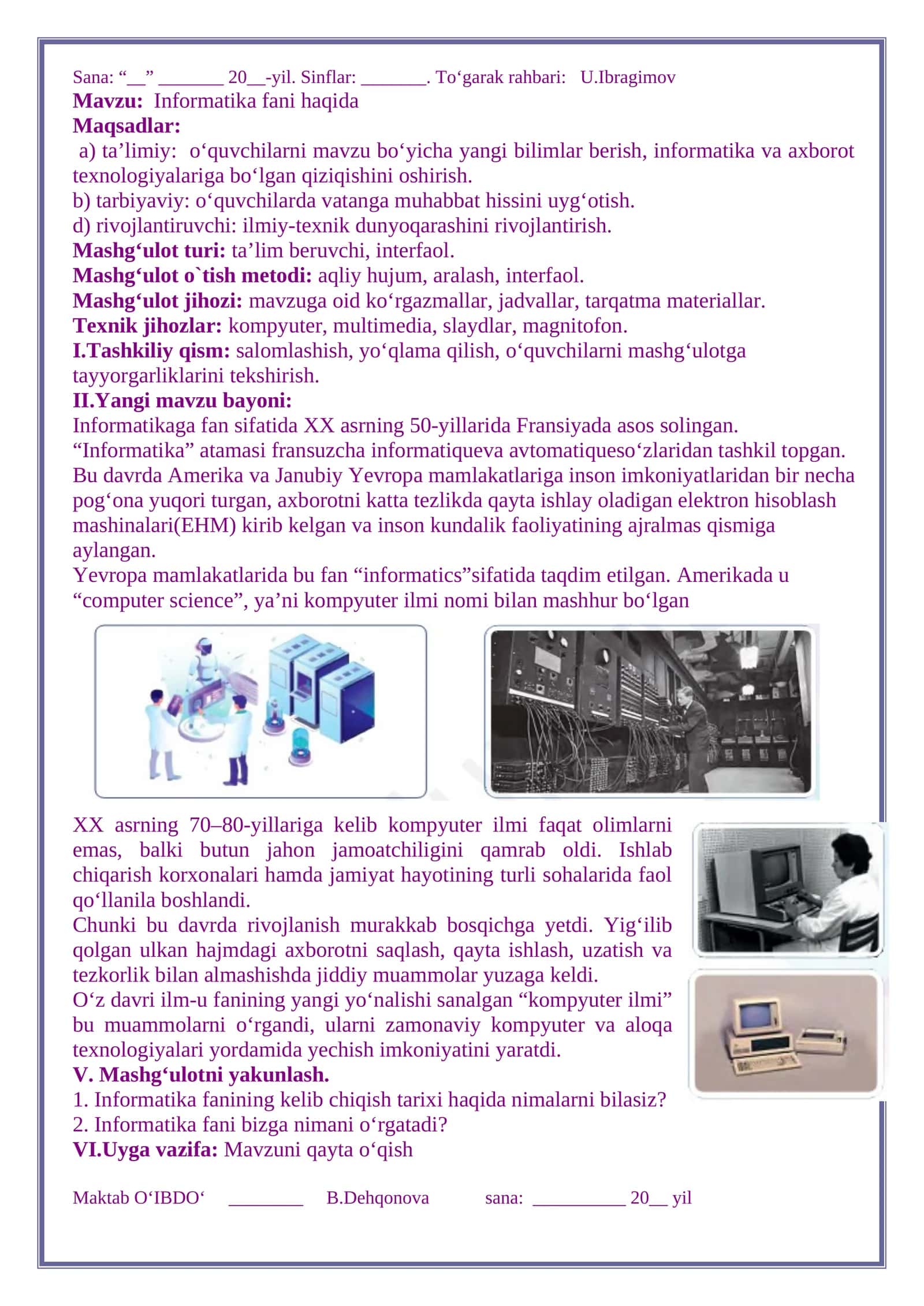 Informatika to'garak konspekti 64-soatlik