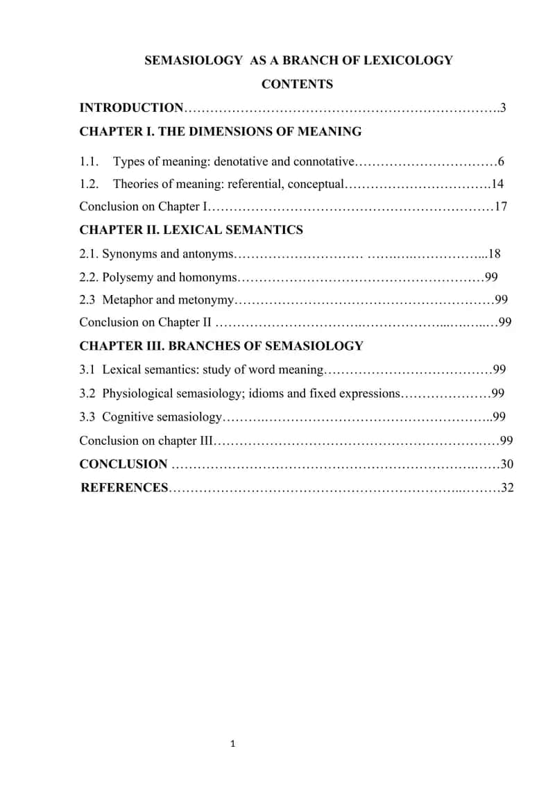 SEMASIOLOGY AS A BRANCH OF LEXICOLOGY