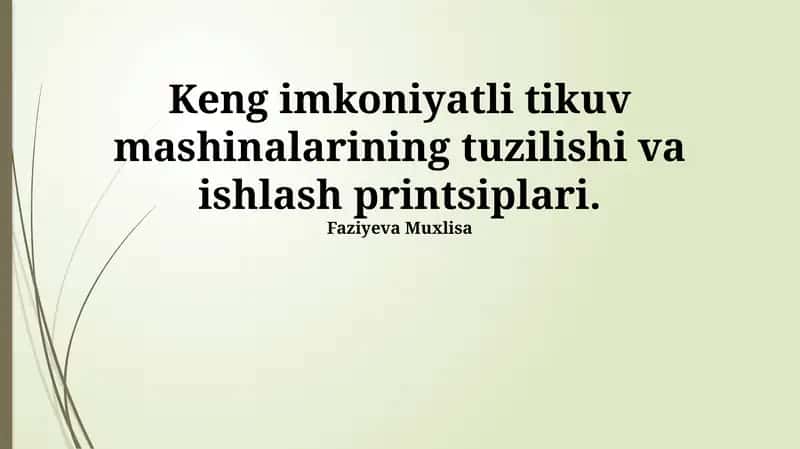 Yuqori samarali tikuv mashinalarining tuzilishi