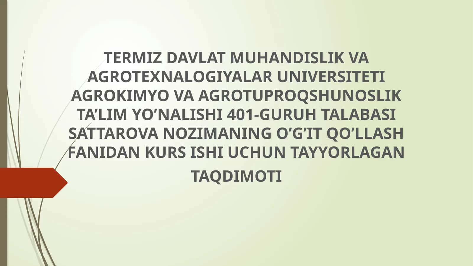 Makkajo’xoriniyetishtirish dao’g’itlashtizimi