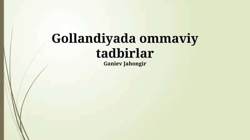 Gollandiyada ommaviy tadbirlar