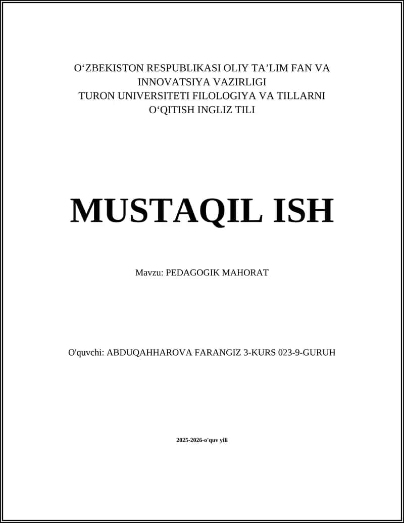 PEDAGOGIK MAHORAT