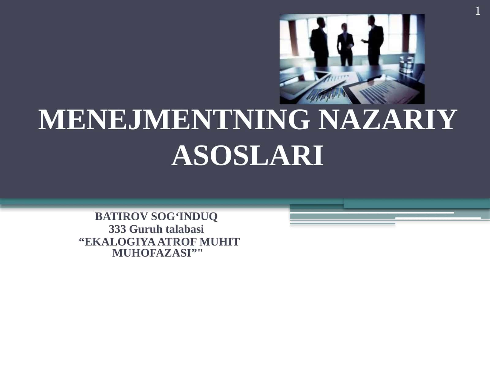 MENЕЖМЕНТНИНГ NAZARIY ASOSLARI