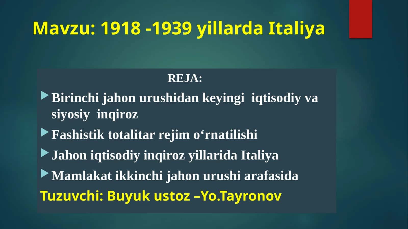 1918-1939 yillarda Italiya