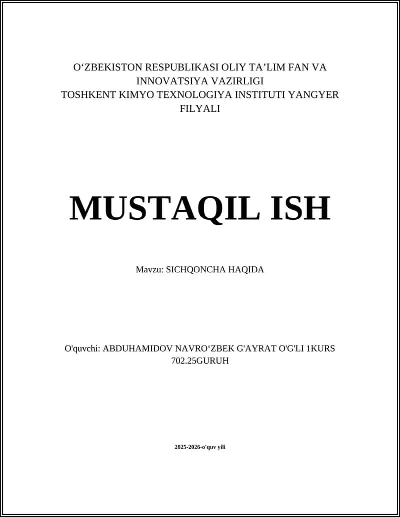 Sichqoncha anatomiyasi va morfologiyasi