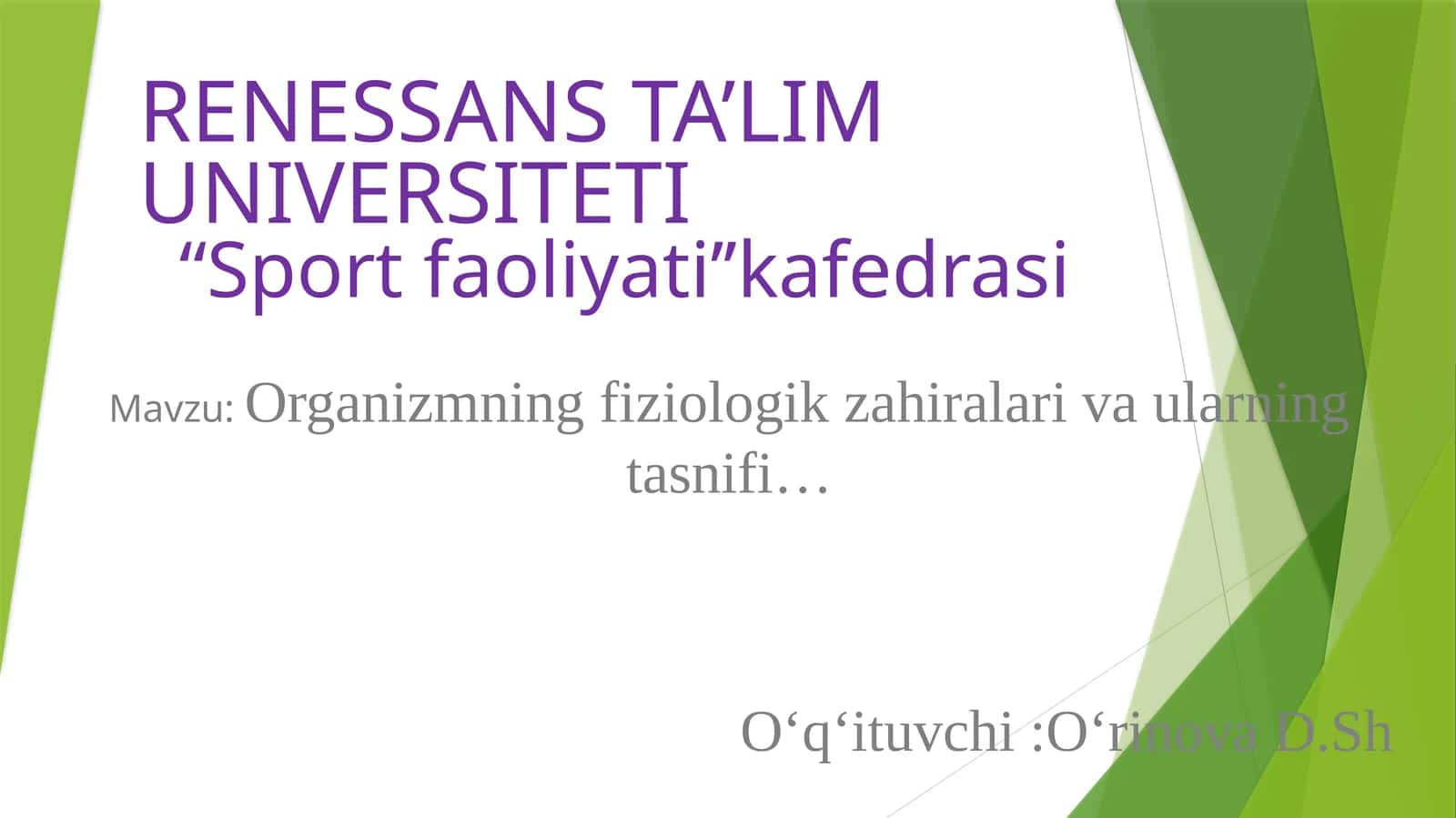 Organizmning fiziologik zahiralari va ularning tasnifi