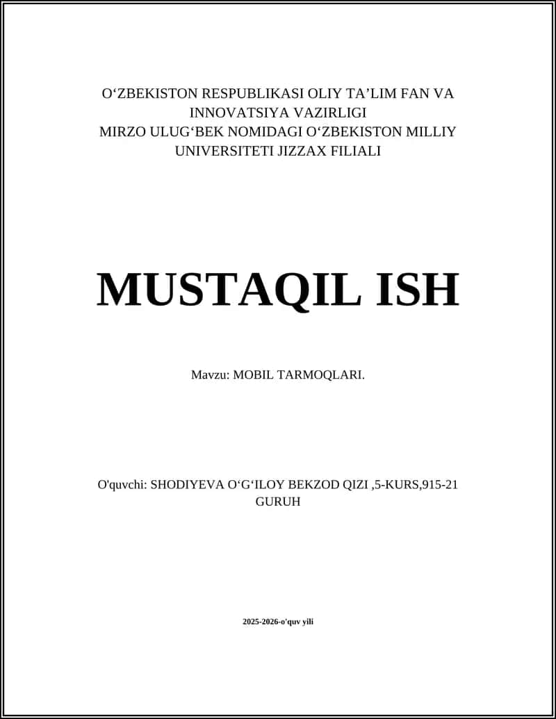 MOBIL TARMOQLARI