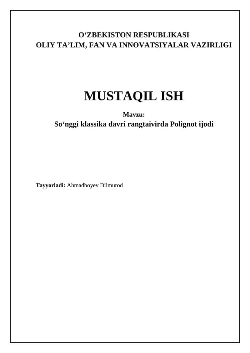 Soʻnggi klassika davri rangtaivirda Polignot ijodi