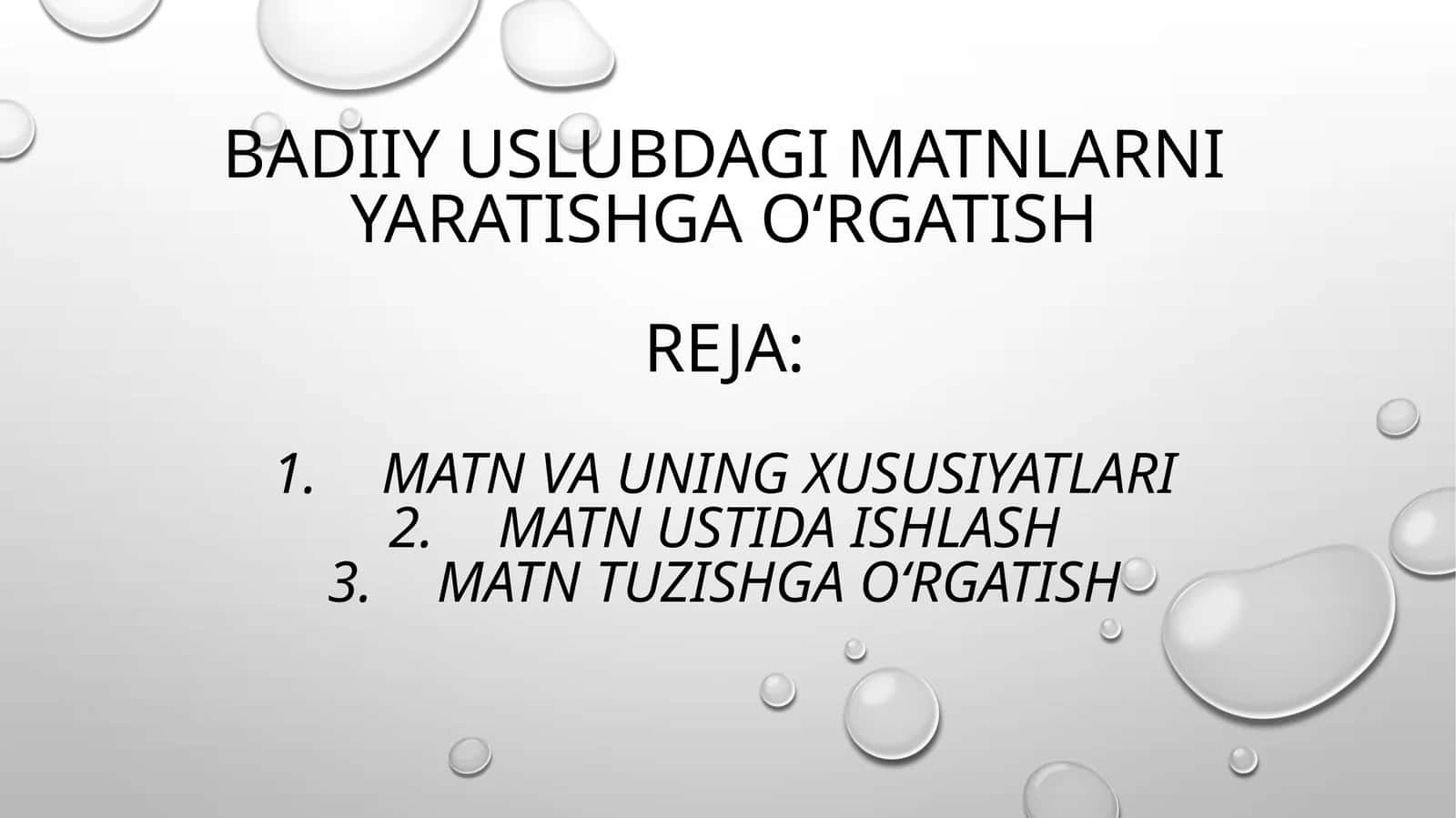Badiiy uslubdagi matnlar ni yaratishga o‘rgatish