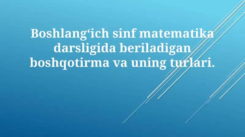 Boshlangʻich sinf matematika darsligi