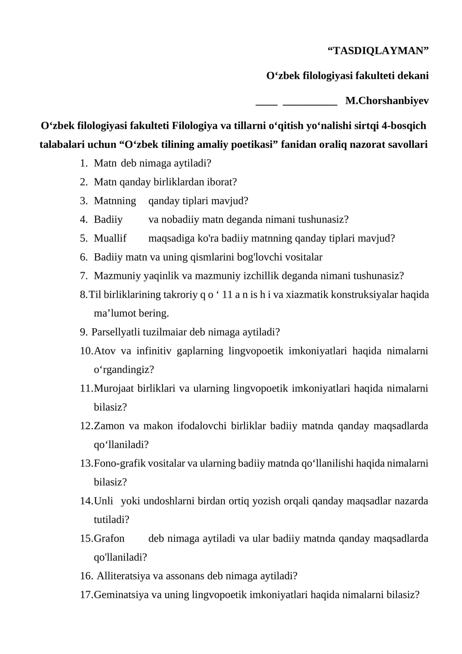 O‘zbek tilining amaliy poetikasi