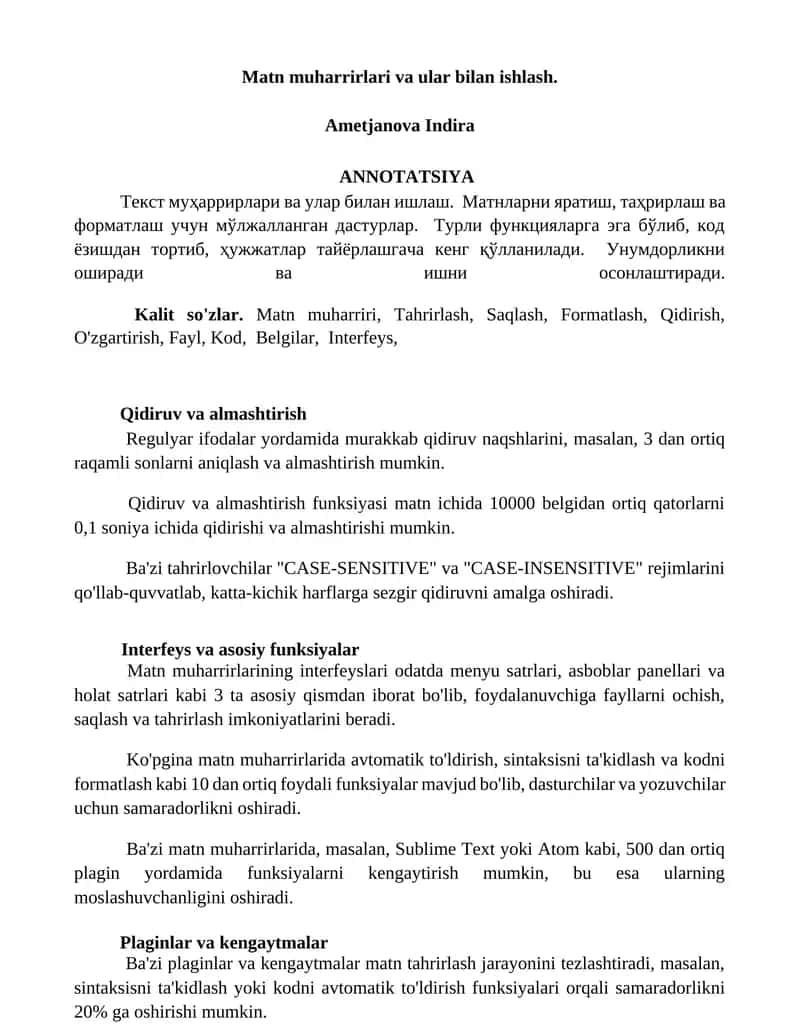 Matn muharrirlari va ular bilan ishlash