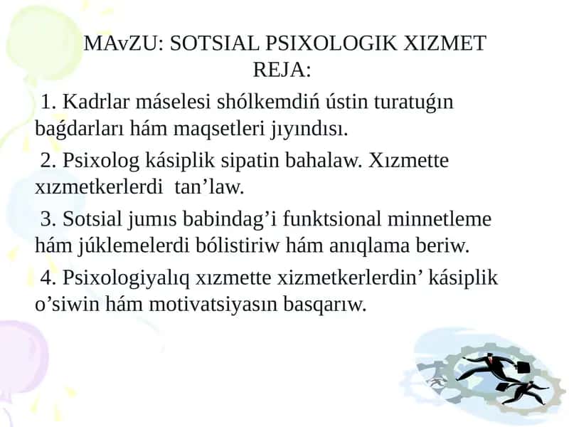 SOTSIAL PSIXOLOGIK XIZMETREJA