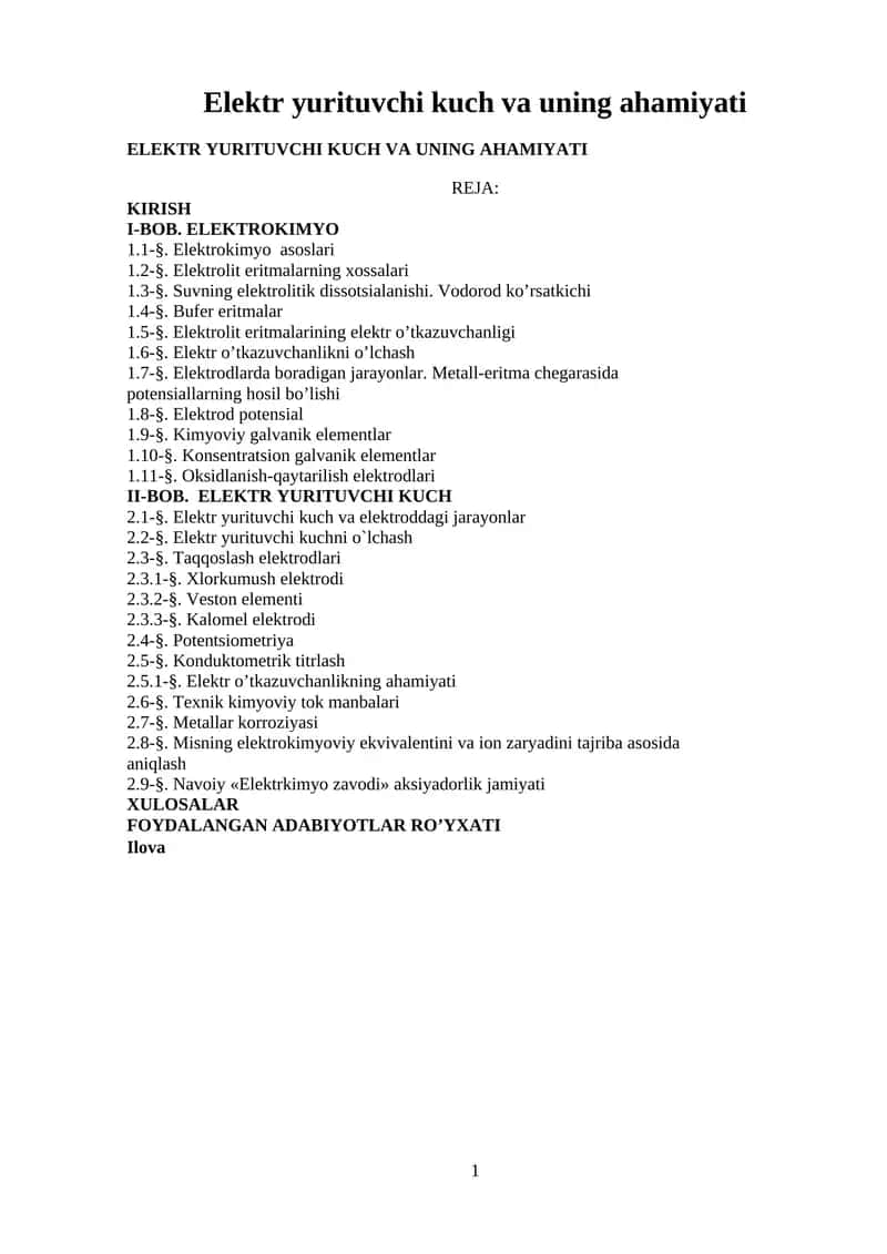 Elektr yurituvchi kuch va uning ahamiyati