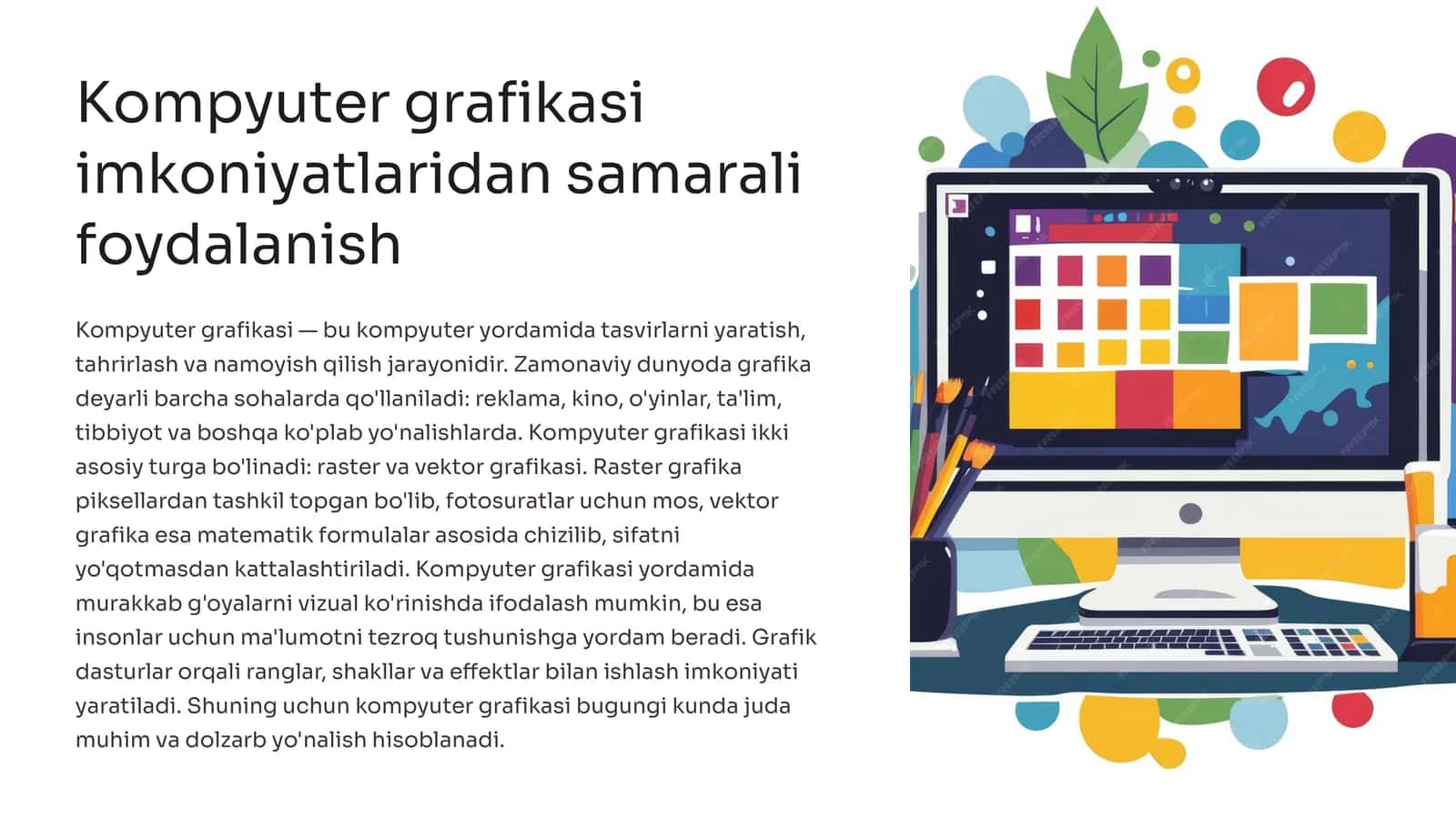 Kompyuter grafikasi imkoniyatlaridan samarali foydalanish