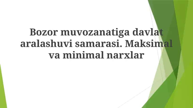 Bozor muvozanati va uning buzilishi