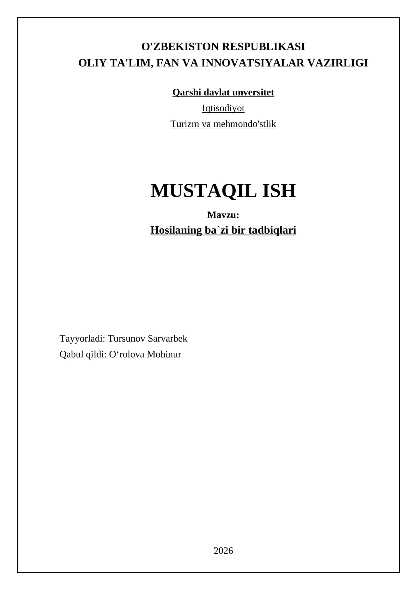 Hosilning biologik faolligini o'rganish