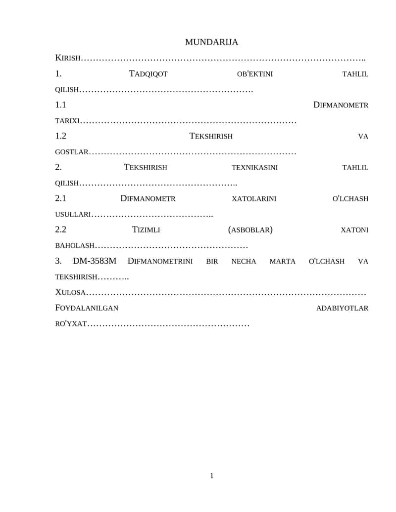 Difmanometrlarning o'lchash sxemalari tahlili