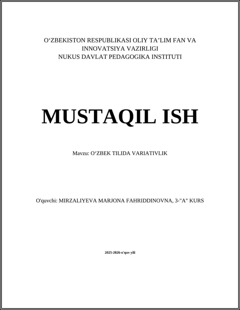 Oʻzbek Tilida Variativlik