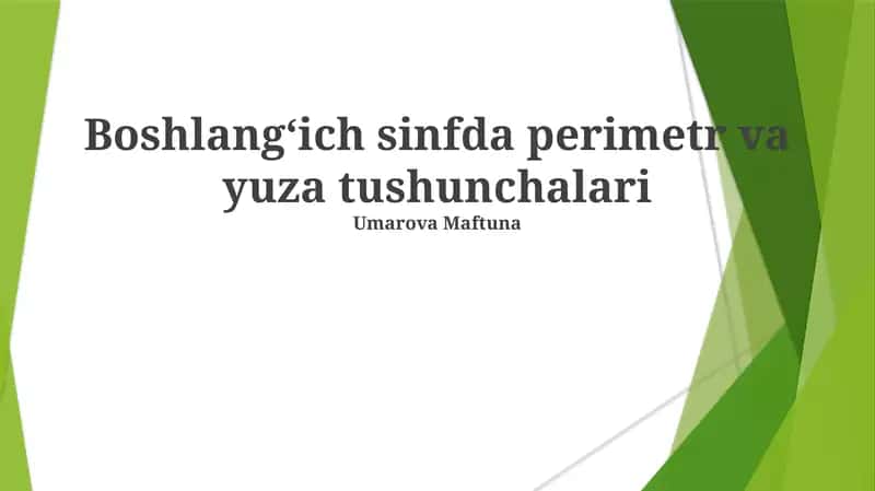 Boshlangʻich sinfda perimetr va yuza tushunchalari